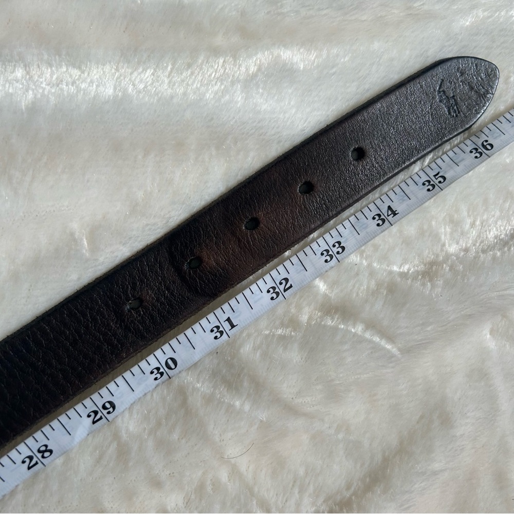 Polo ralph lauren dark brown genuine leather brass buckle belt 32 - Picture 11 of 11